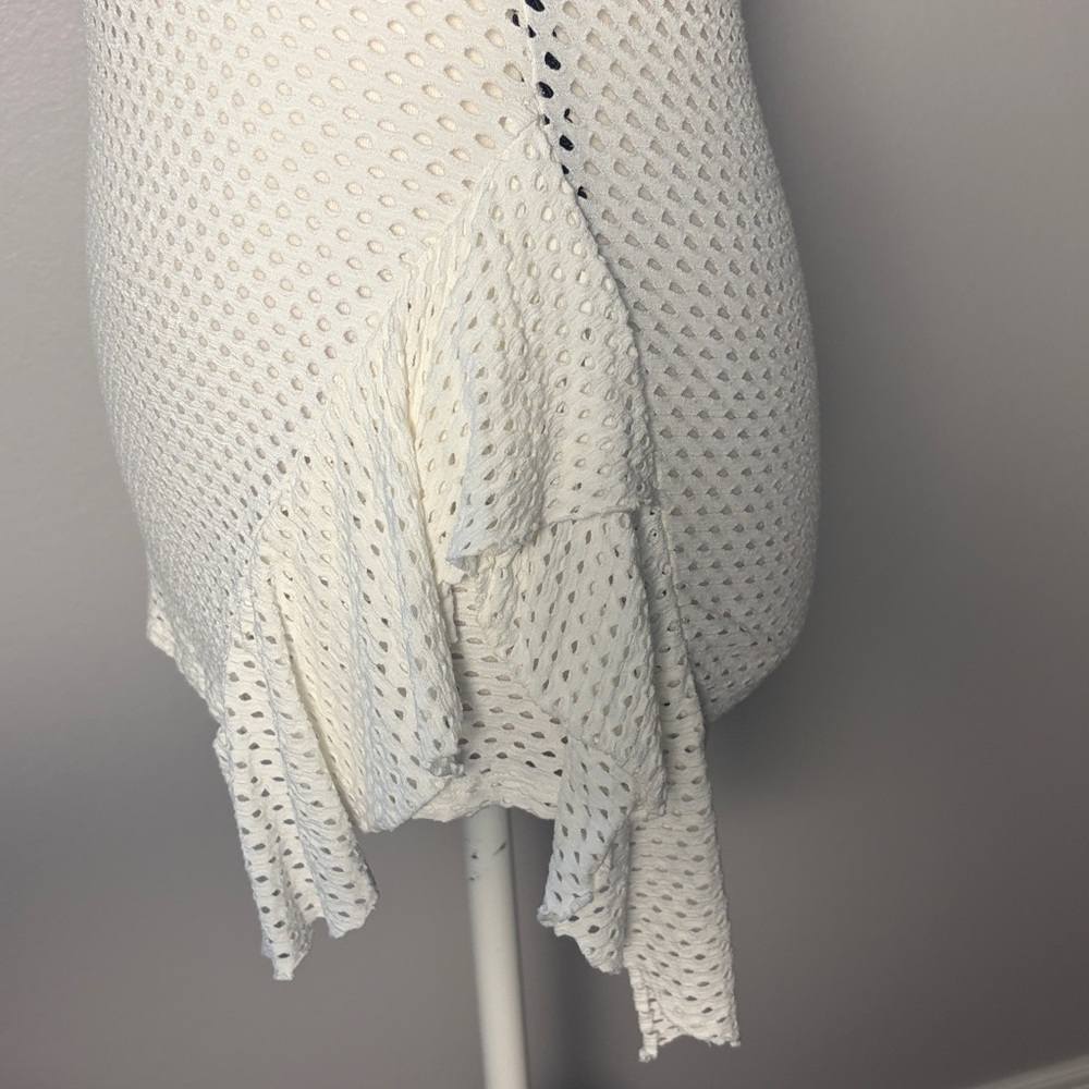 BCBGMaxAzria White Rowe Eyelet Mesh Top (Size S) - Picture 3 of 6